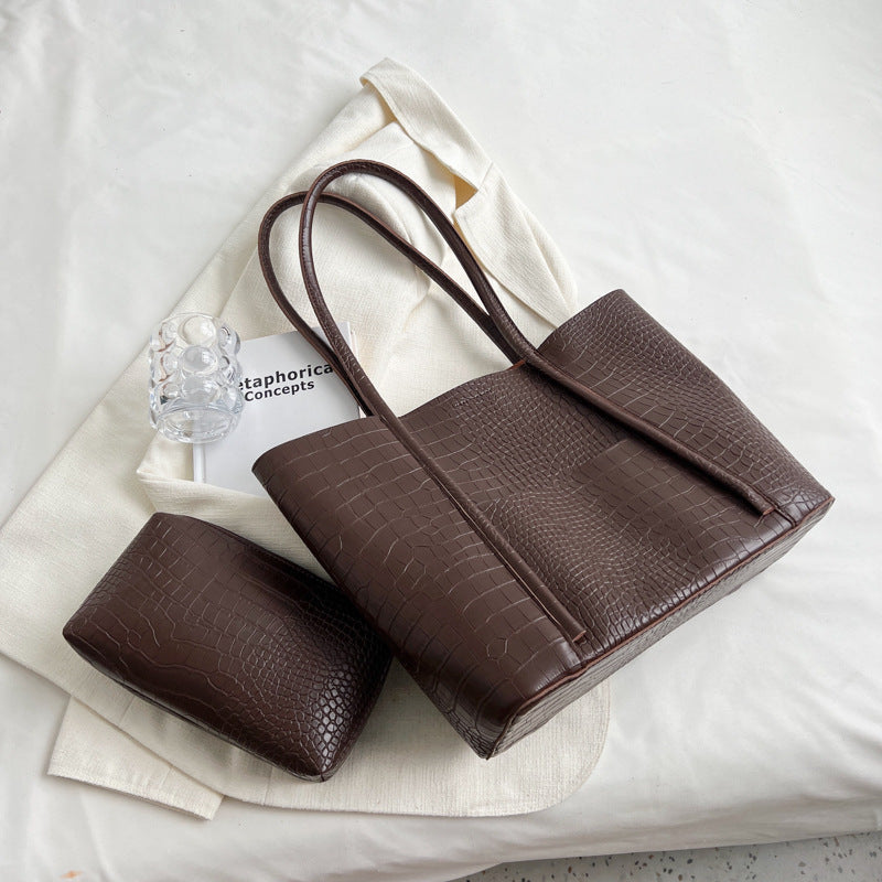 Advanced Texture Shoulder Tote – Soft Leather Commuter Bag Set