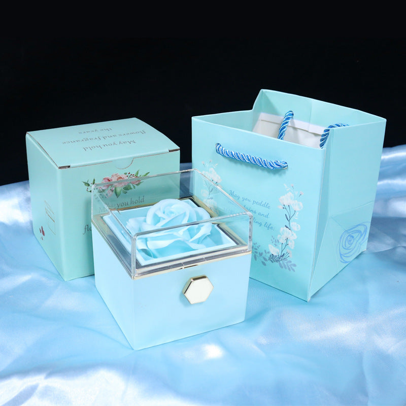 Rotating Soap Flower Rose Jewellery Gift Box – Elegant Packaging with Forever Rose