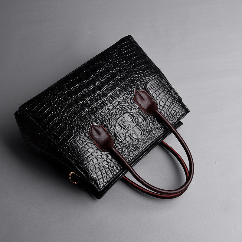 Crocodile-Texture Tote Handbag – European Style Women’s Shoulder Messenger Bag
