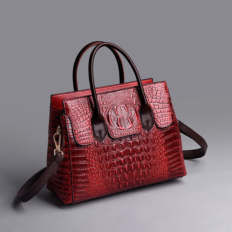 Crocodile-Texture Tote Handbag – European Style Women’s Shoulder Messenger Bag