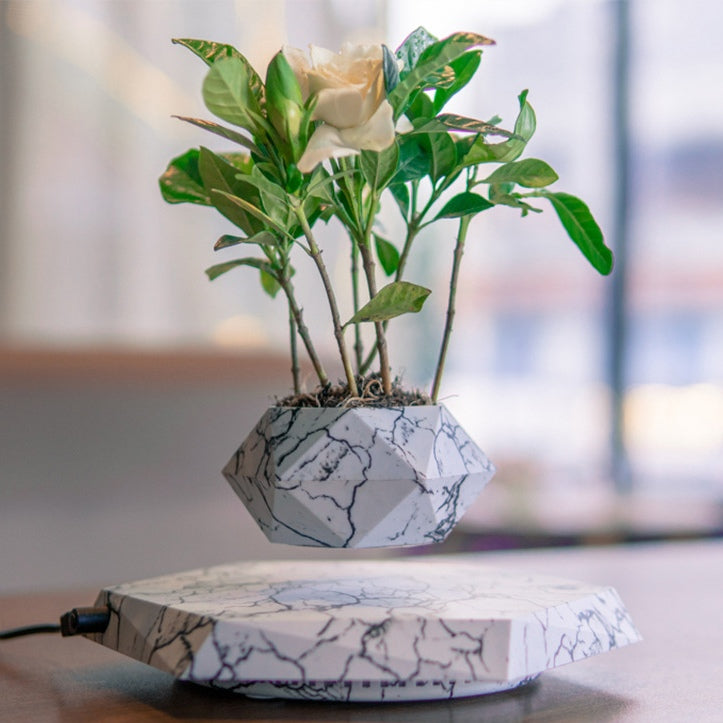 Levitating Floating Plant Pot – Marble Finish