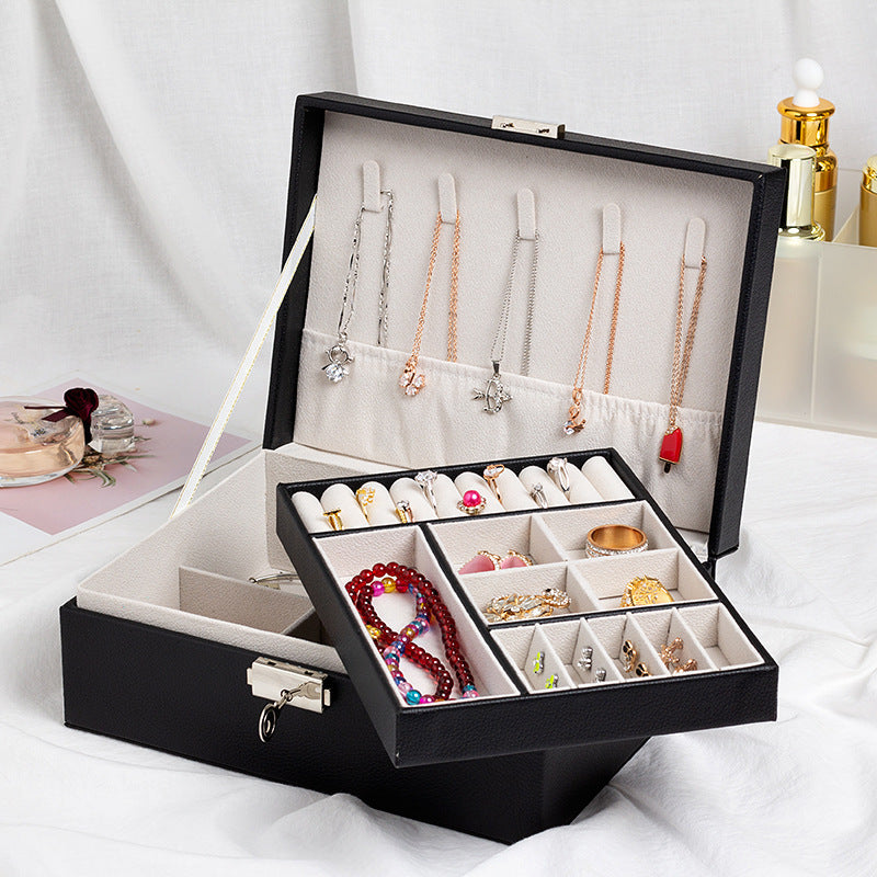 Multifunctional Jewellery Storage Box – Wooden Leather Organiser