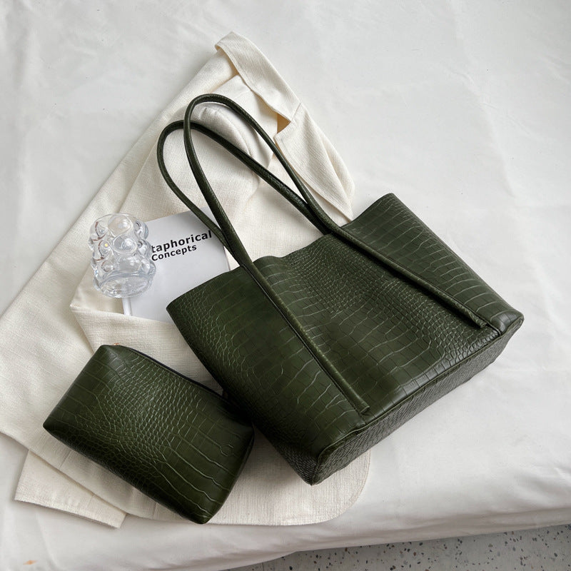 Advanced Texture Shoulder Tote – Soft Leather Commuter Bag Set