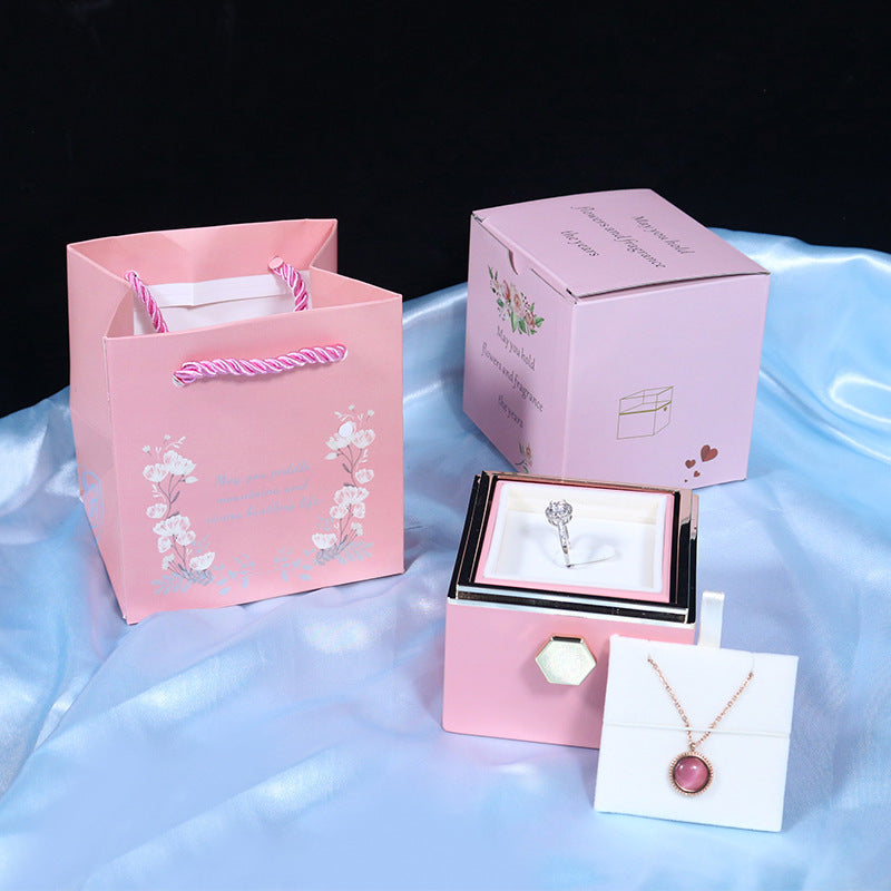 Rotating Soap Flower Rose Jewellery Gift Box – Elegant Packaging with Forever Rose