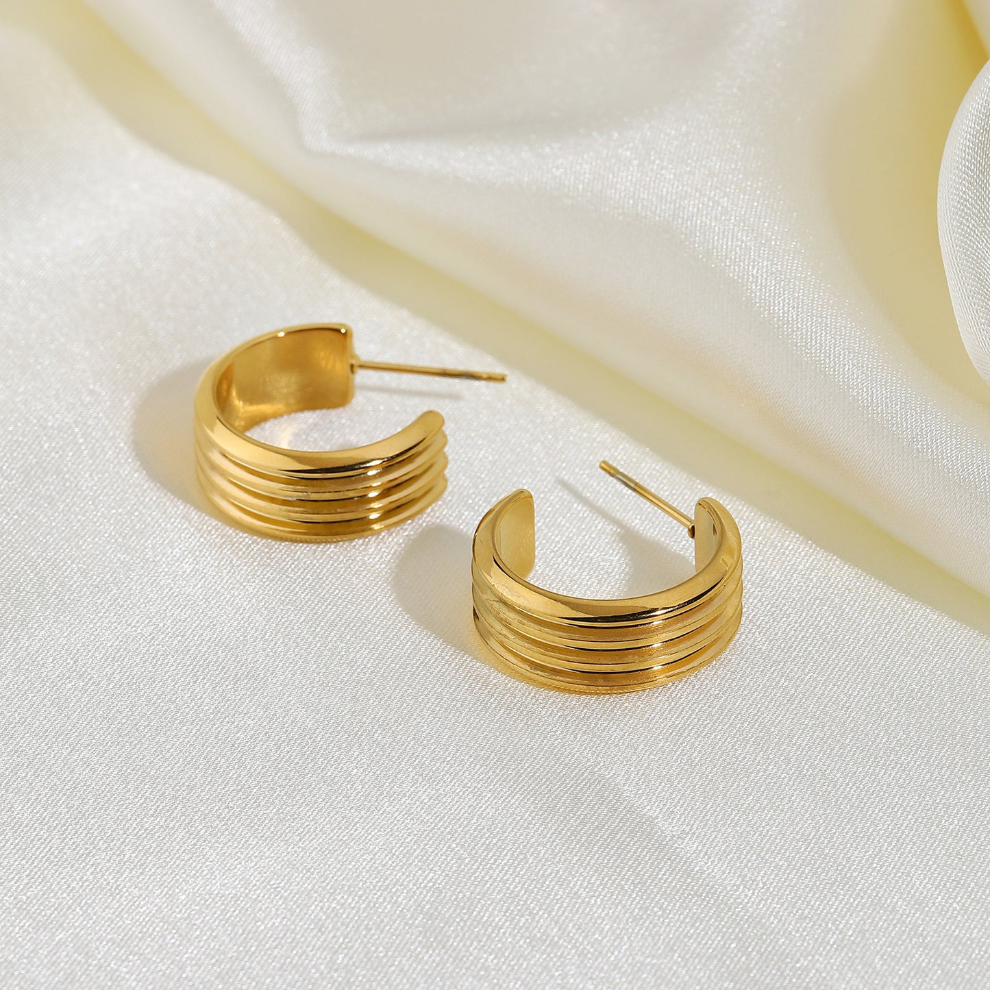 Lyra – Triple Layer C-Shaped Earrings