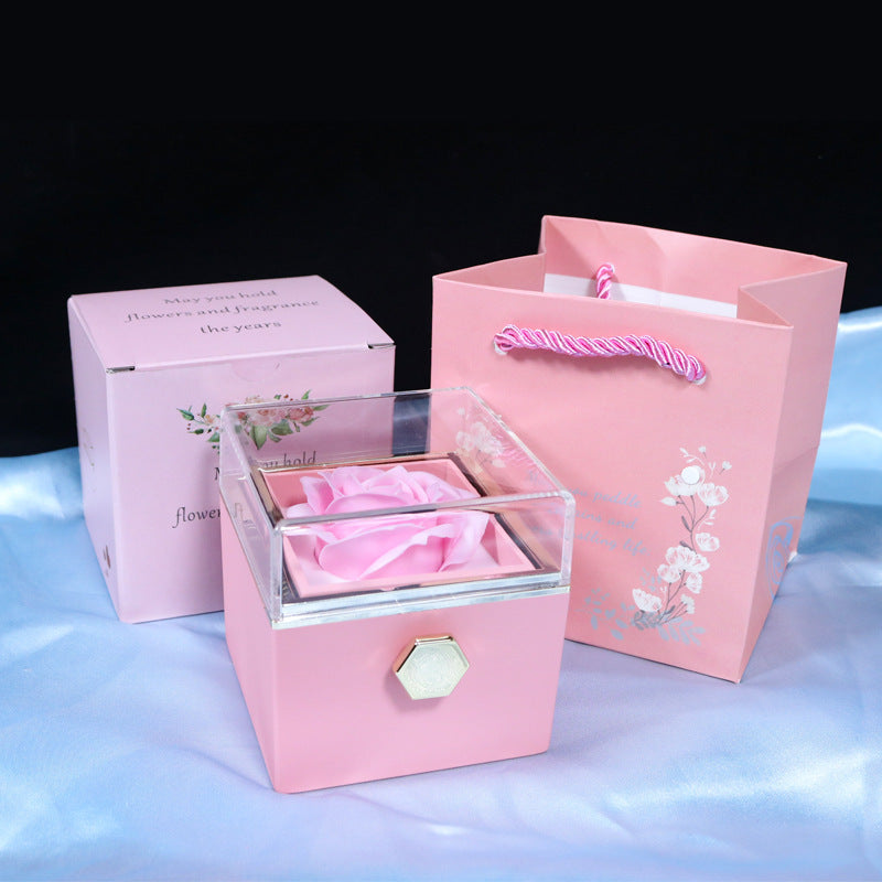 Rotating Soap Flower Rose Jewellery Gift Box – Elegant Packaging with Forever Rose