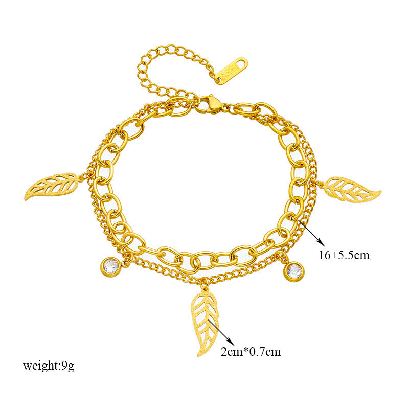 Lysera – Double-Layer Leaf Bracelet