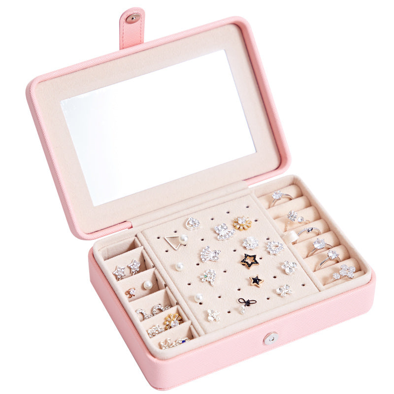 Multifunctional Leather Jewellery Storage Box with Mirror – Travel-Friendly Organiser