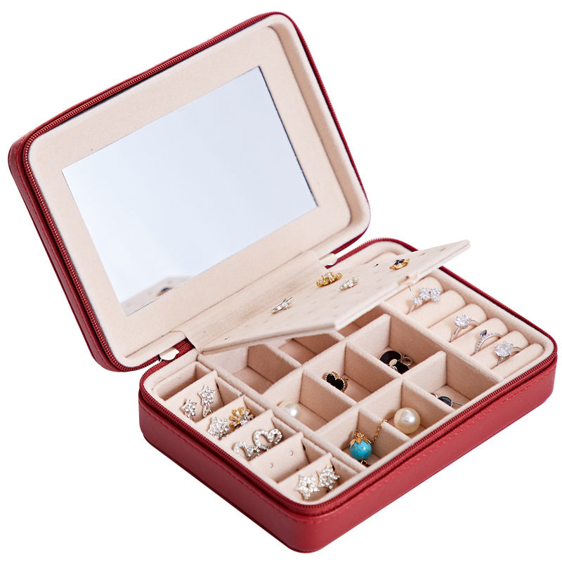 Multifunctional Leather Jewellery Storage Box with Mirror – Travel-Friendly Organiser