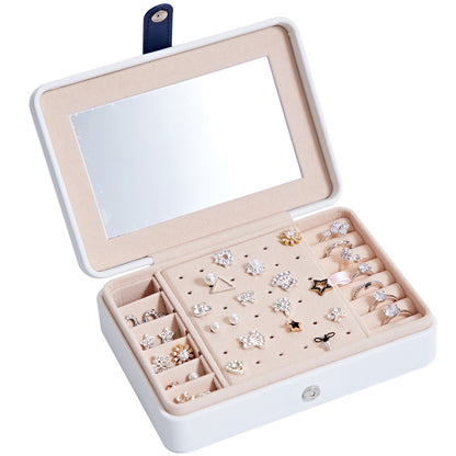 Multifunctional Leather Jewellery Storage Box with Mirror – Travel-Friendly Organiser