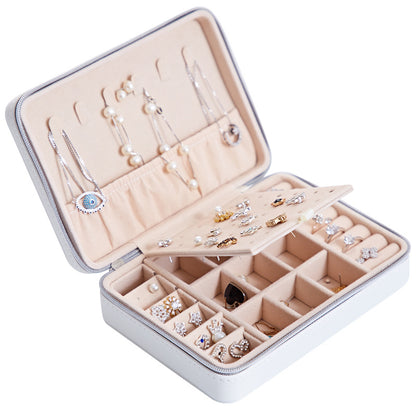 Multifunctional Leather Jewellery Storage Box with Mirror – Travel-Friendly Organiser