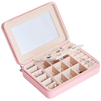 Multifunctional Leather Jewellery Storage Box with Mirror – Travel-Friendly Organiser