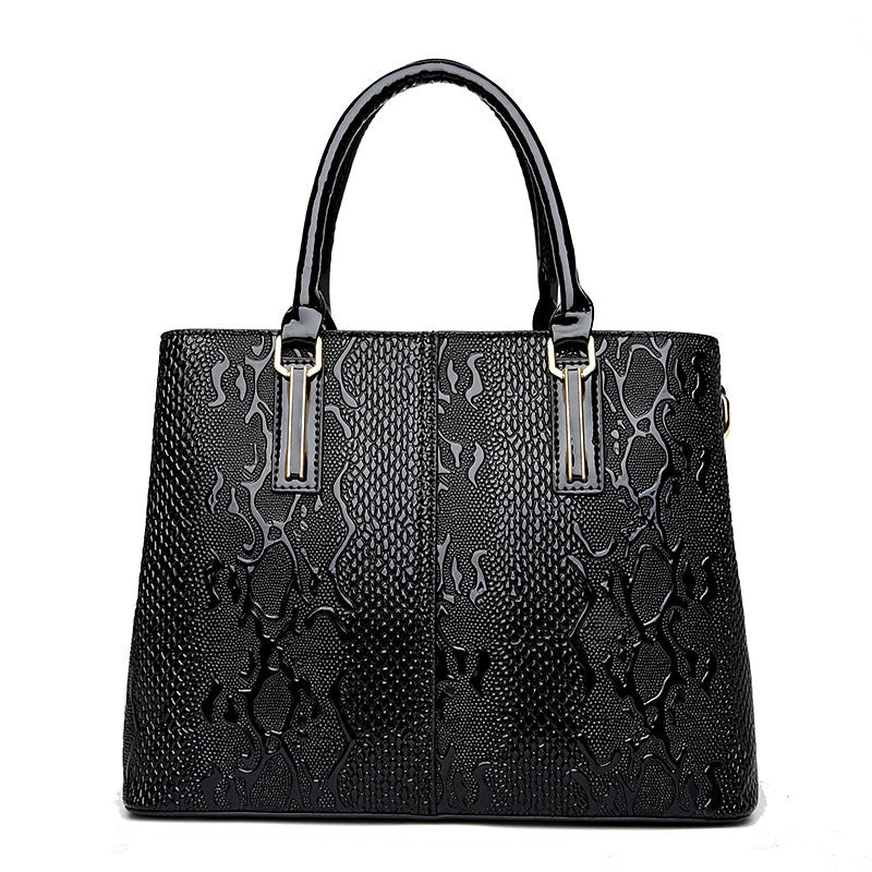 Ladies Patent Leather Snake Print Handbag