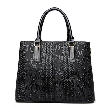 Ladies Patent Leather Snake Print Handbag