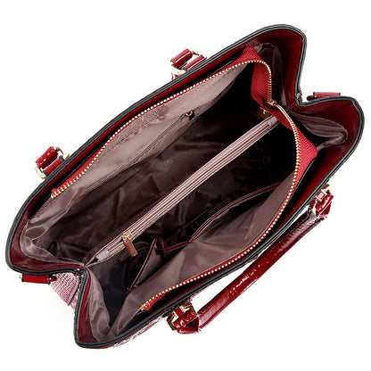 Ladies Patent Leather Snake Print Handbag