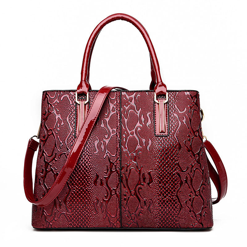 Ladies Patent Leather Snake Print Handbag