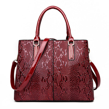 Ladies Patent Leather Snake Print Handbag