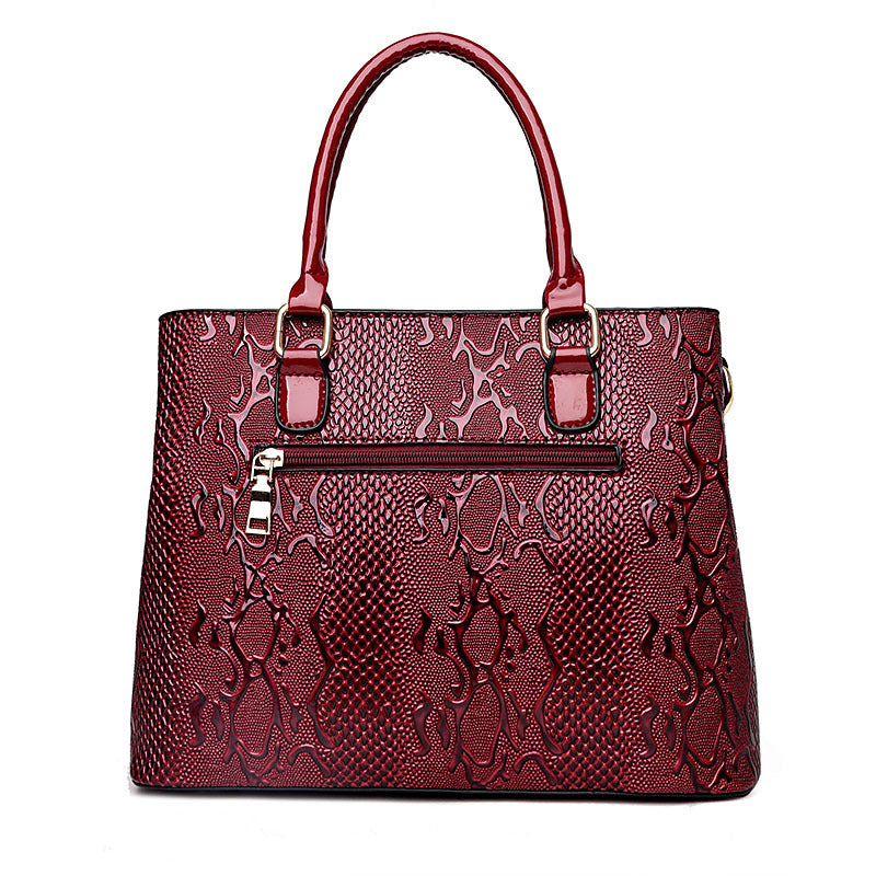Ladies Patent Leather Snake Print Handbag