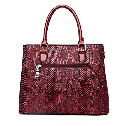 Ladies Patent Leather Snake Print Handbag