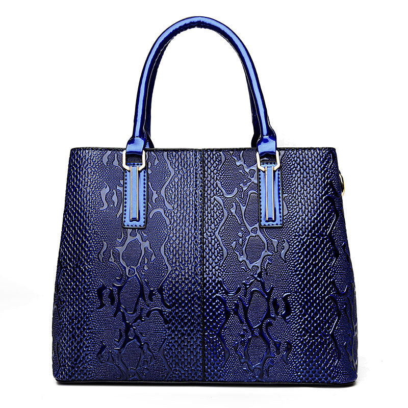 Ladies Patent Leather Snake Print Handbag