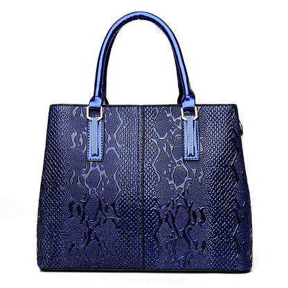 Ladies Patent Leather Snake Print Handbag