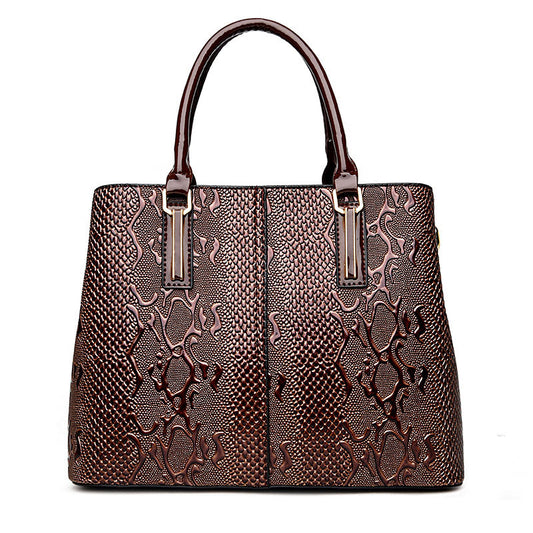 Ladies Patent Leather Snake Print Handbag