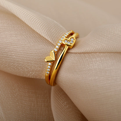 Lovelyn –  Double Layer Heart Ring
