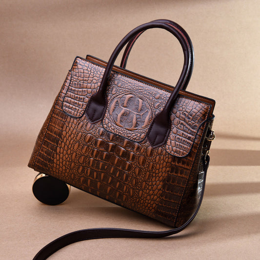 Crocodile-Texture Tote Handbag – European Style Women’s Shoulder Messenger Bag