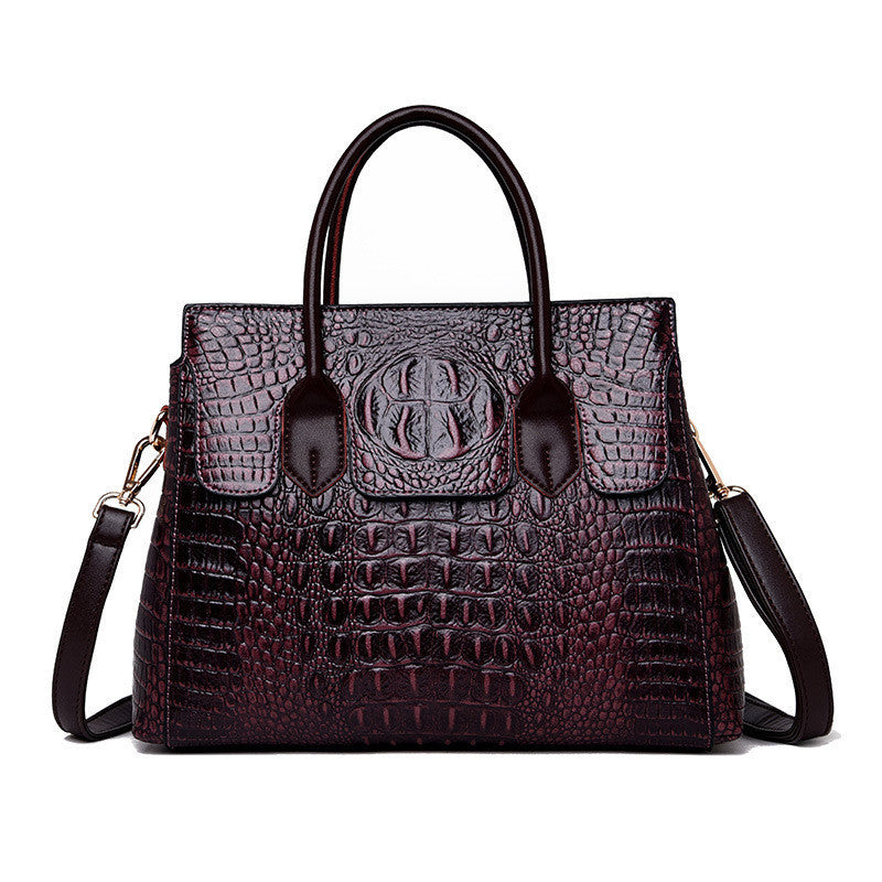 Crocodile-Texture Tote Handbag – European Style Women’s Shoulder Messenger Bag