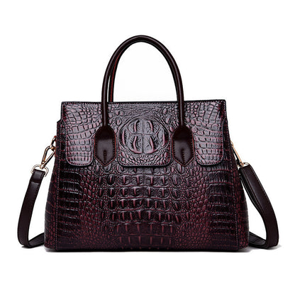 Crocodile-Texture Tote Handbag – European Style Women’s Shoulder Messenger Bag