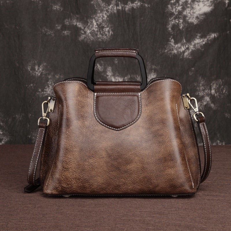 Genuine Leather Handbag – Embossed Cowhide Fashion Messenger Bag