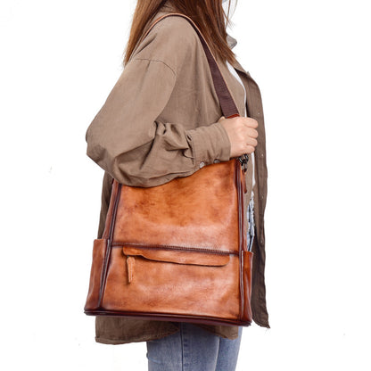 Genuine Leather Anti-Theft Backpack – Luxury Cowhide Travel Bag for Women