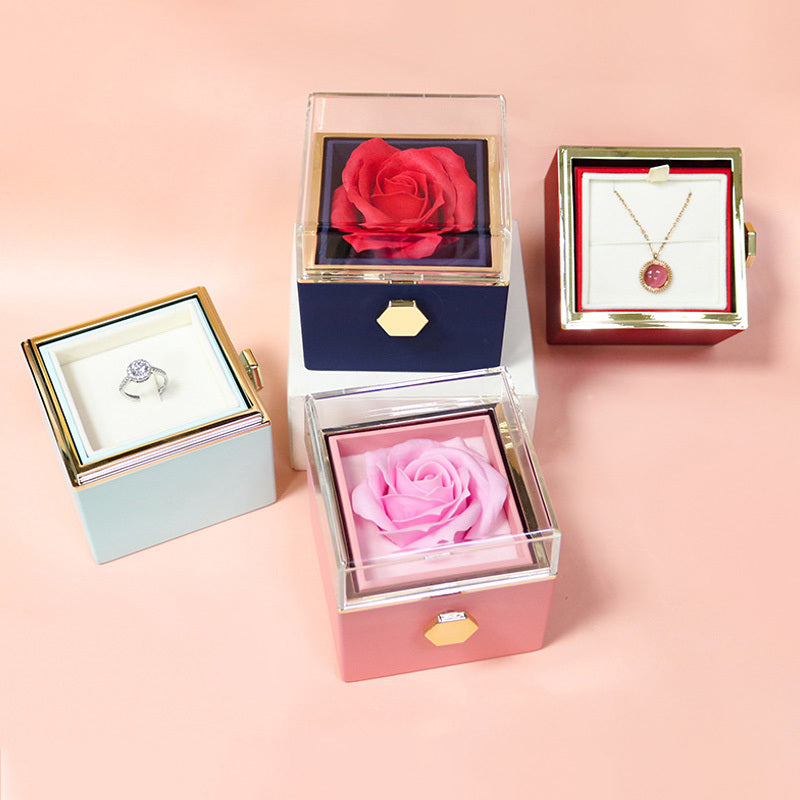 Rotating Soap Flower Rose Jewellery Gift Box – Elegant Packaging with Forever Rose