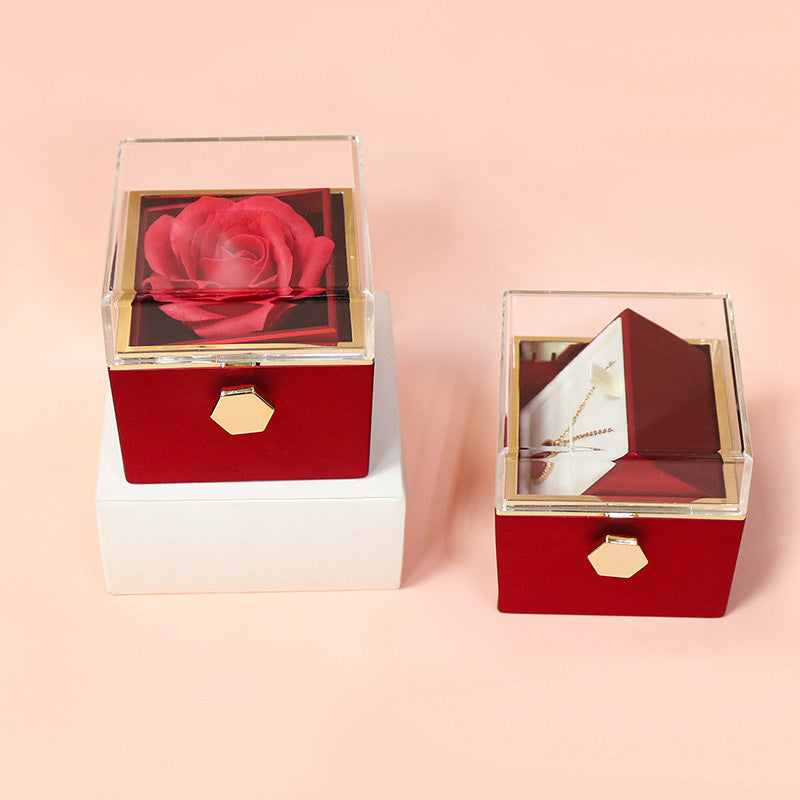 Rotating Soap Flower Rose Jewellery Gift Box – Elegant Packaging with Forever Rose