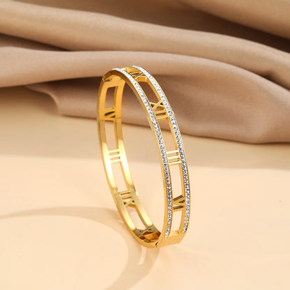 Viressa – Engraved Roman Cuff Bracelet