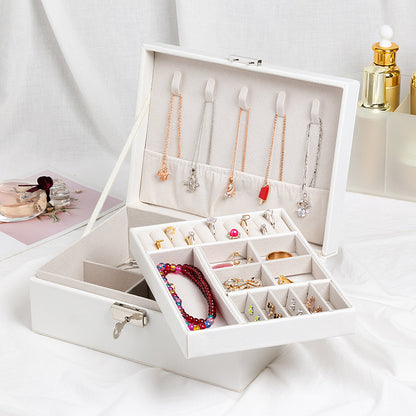 Multifunctional Jewellery Storage Box – Wooden Leather Organiser