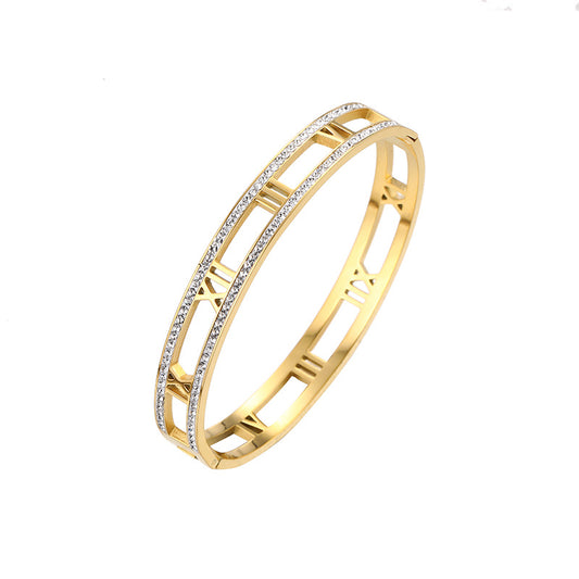 Viressa – Engraved Roman Cuff Bracelet