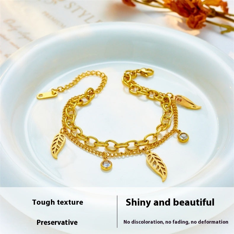 Lysera – Double-Layer Leaf Bracelet