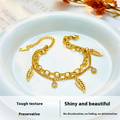 Lysera – Double-Layer Leaf Bracelet
