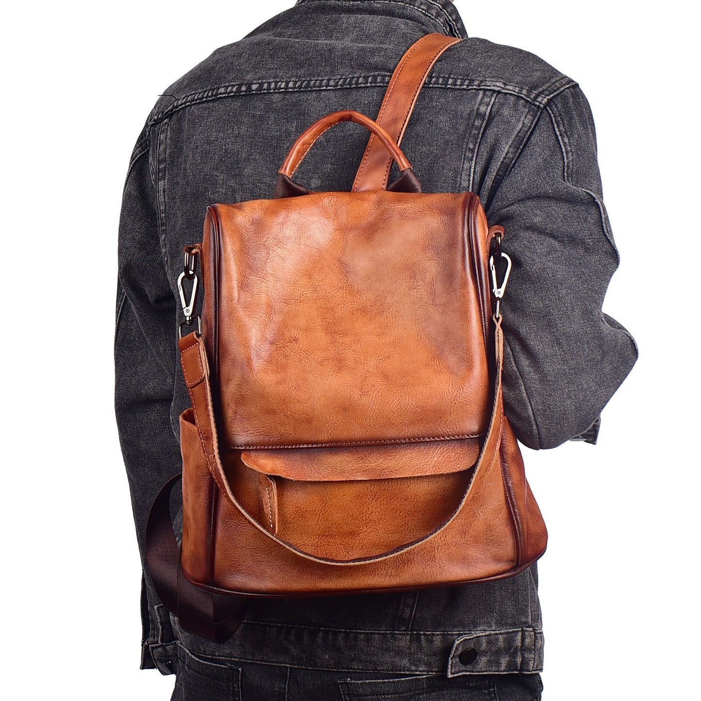Genuine Leather Anti-Theft Backpack – Luxury Cowhide Travel Bag for Women