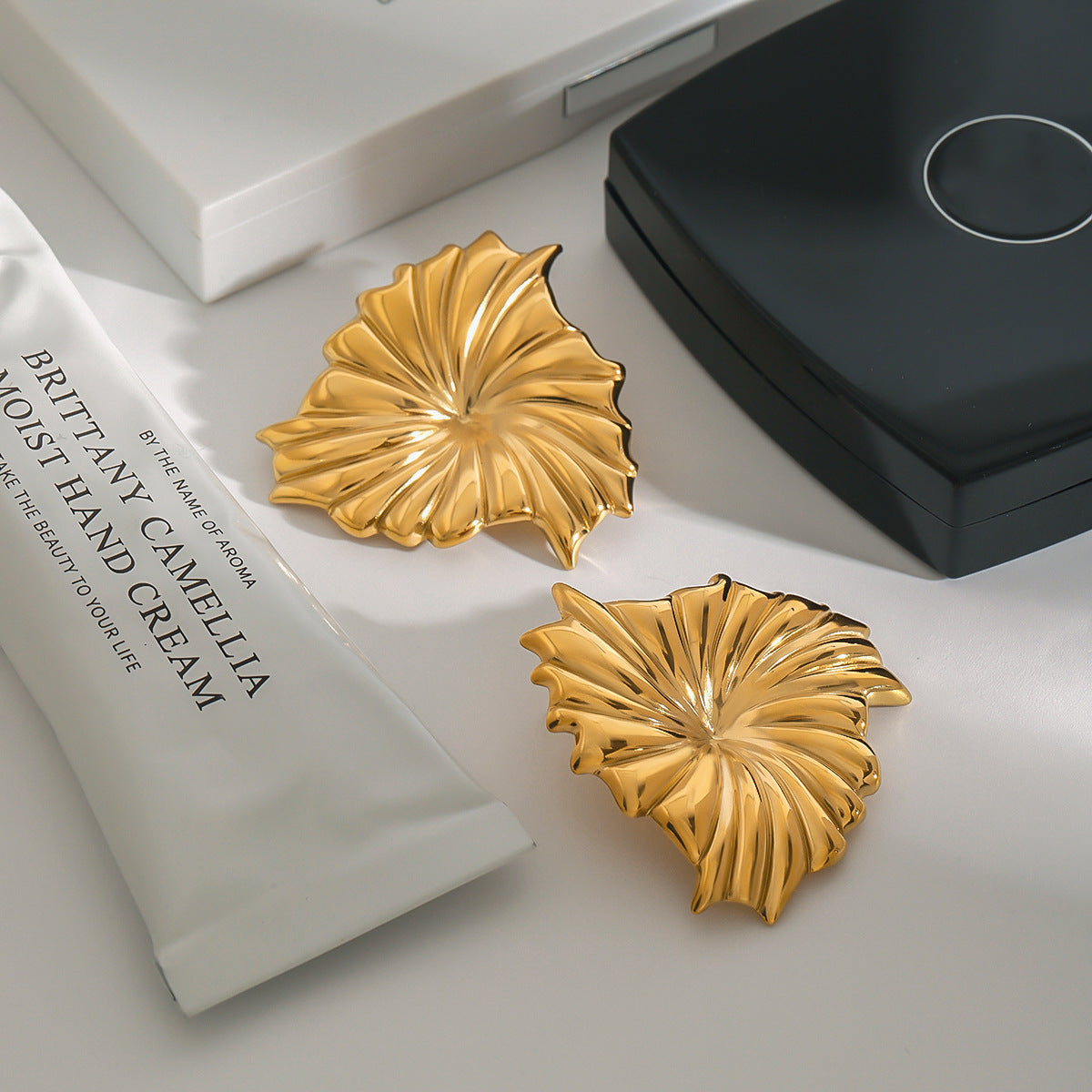 Serina – Sculpted Petal Statement Earrings