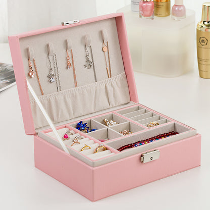 Multifunctional Jewellery Storage Box – Wooden Leather Organiser