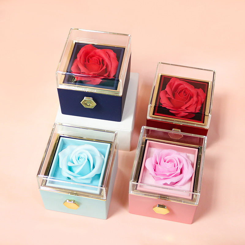 Rotating Soap Flower Rose Jewellery Gift Box – Elegant Packaging with Forever Rose
