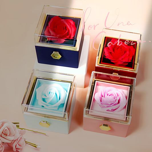 Rotating Soap Flower Rose Jewellery Gift Box – Elegant Packaging with Forever Rose