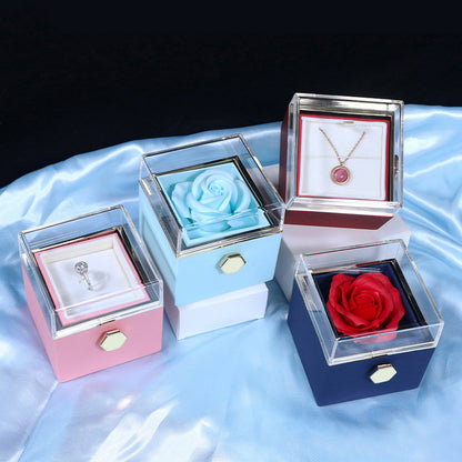 Rotating Soap Flower Rose Jewellery Gift Box – Elegant Packaging with Forever Rose