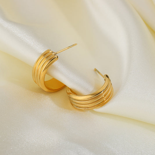 Lyra – Triple Layer C-Shaped Earrings