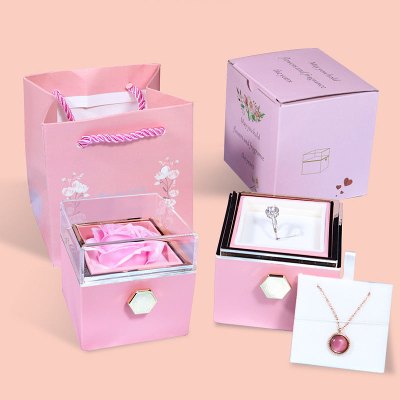 Rotating Soap Flower Rose Jewellery Gift Box – Elegant Packaging with Forever Rose