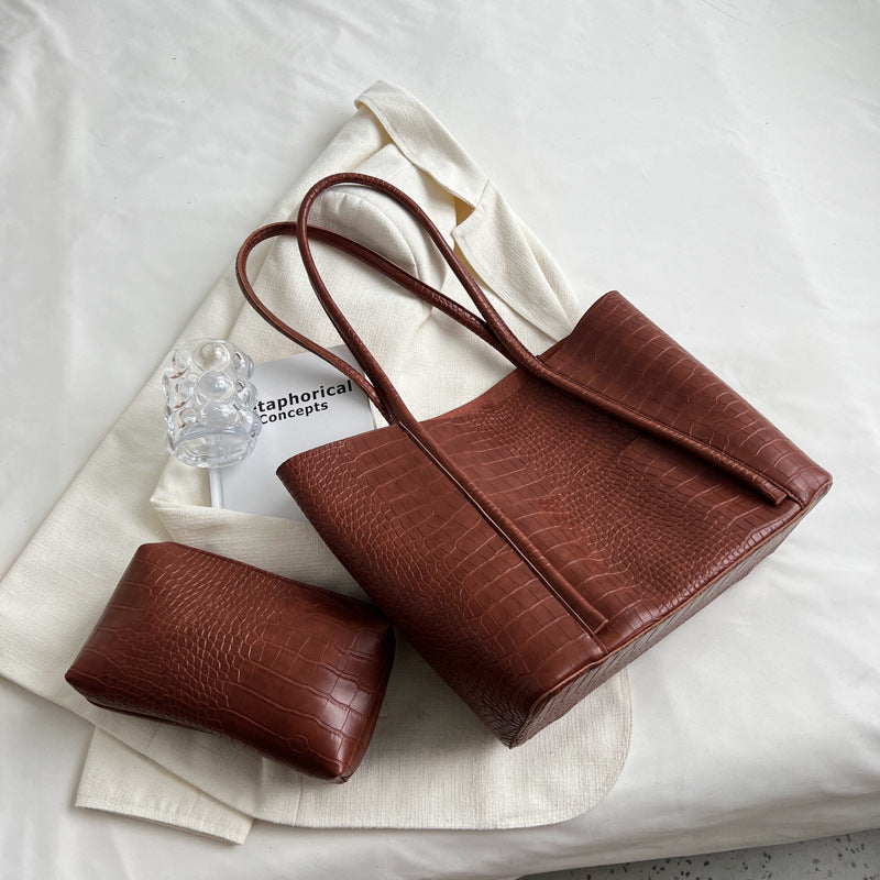 Advanced Texture Shoulder Tote – Soft Leather Commuter Bag Set