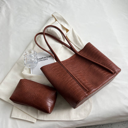 Advanced Texture Shoulder Tote – Soft Leather Commuter Bag Set