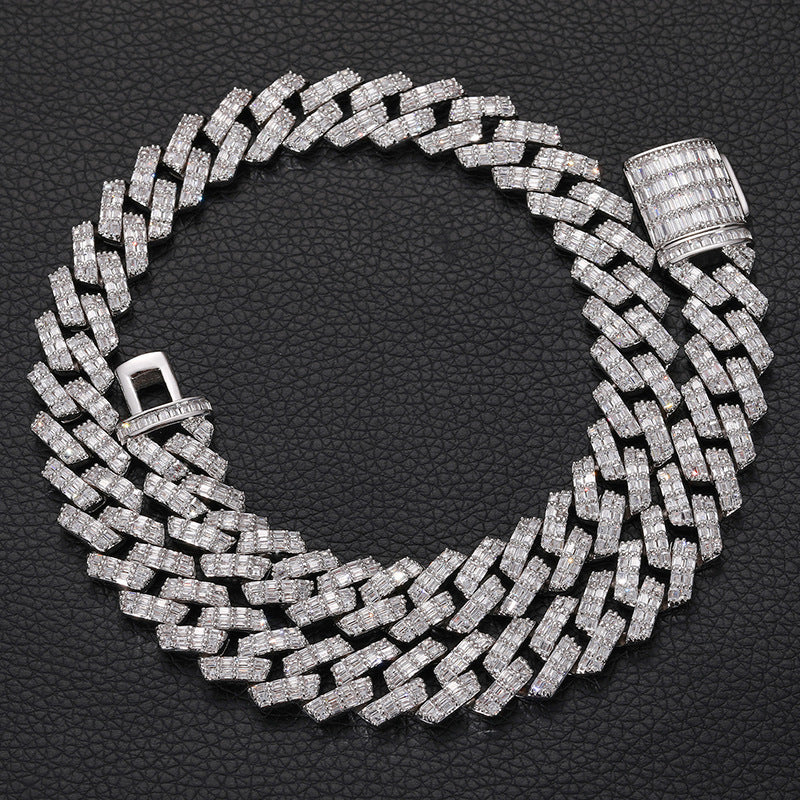 Round Zircon Mixed Inlaid 14MM Cuban Necklace